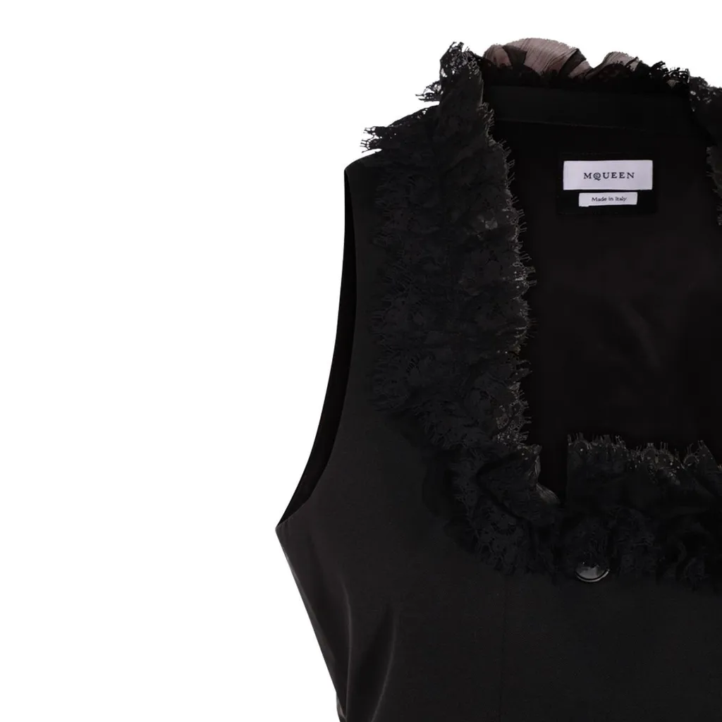 Double Breasted Fringed Vest