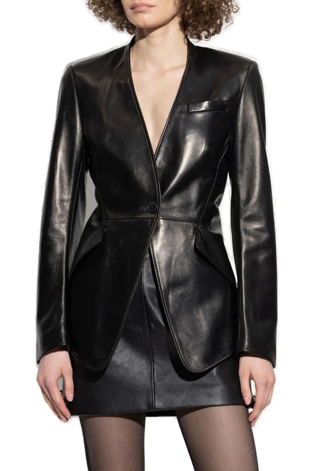 Peplum Tailored Leather Jacket