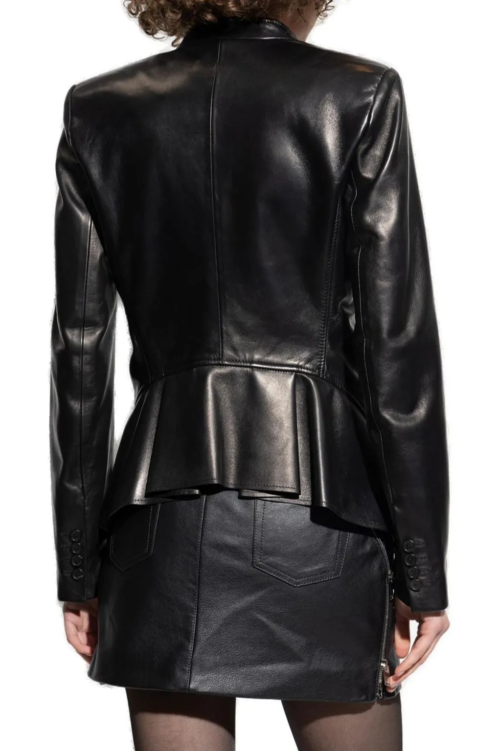 Peplum Tailored Leather Jacket