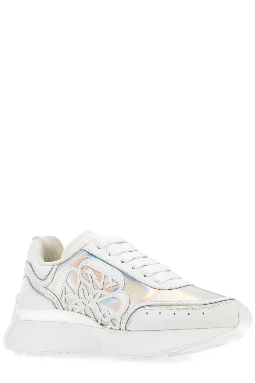 Holographic-Effect Lace-Up Sneakers