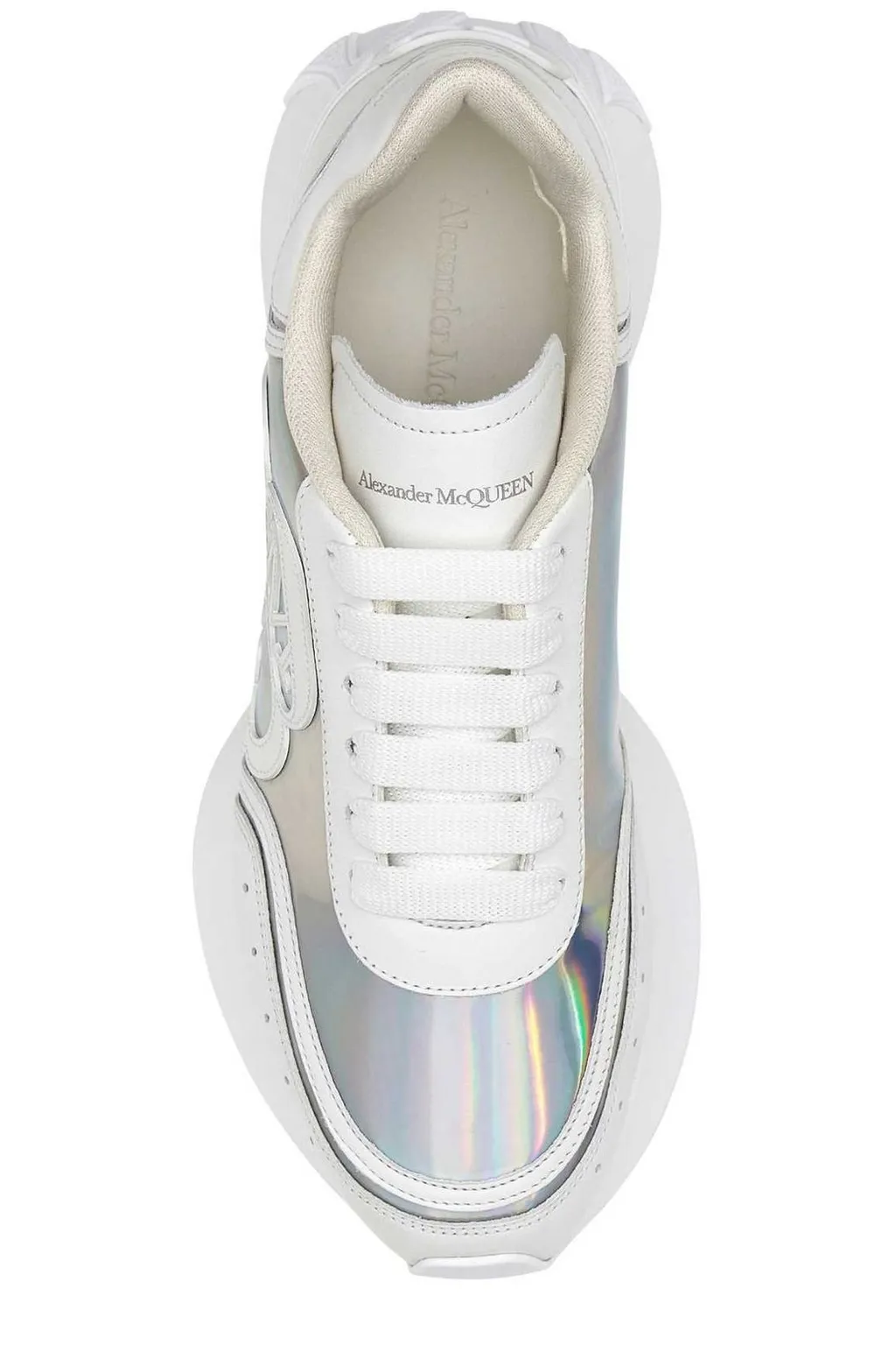 Holographic-Effect Lace-Up Sneakers