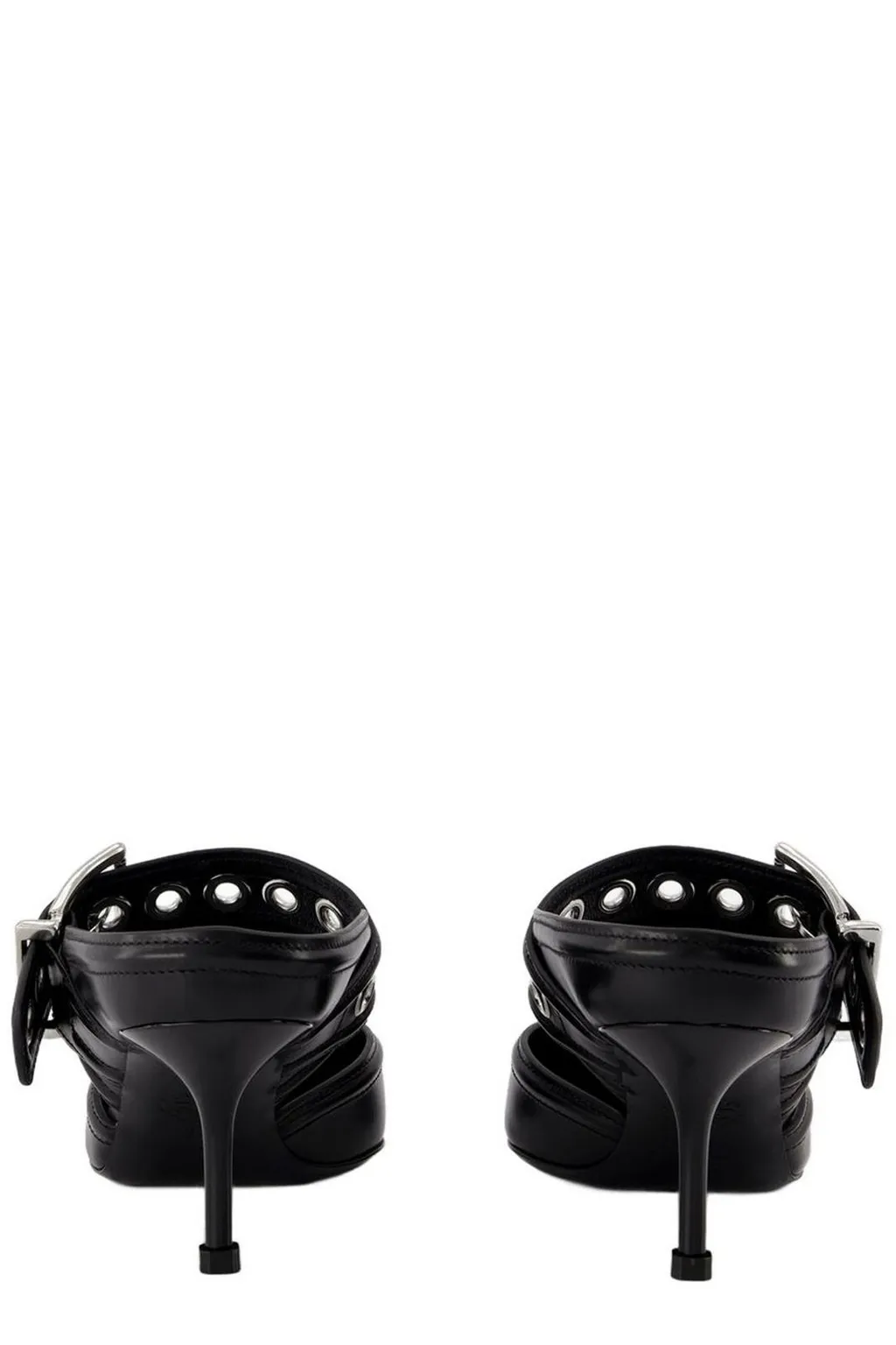 Punk Buckle Pointed-Toe Mules