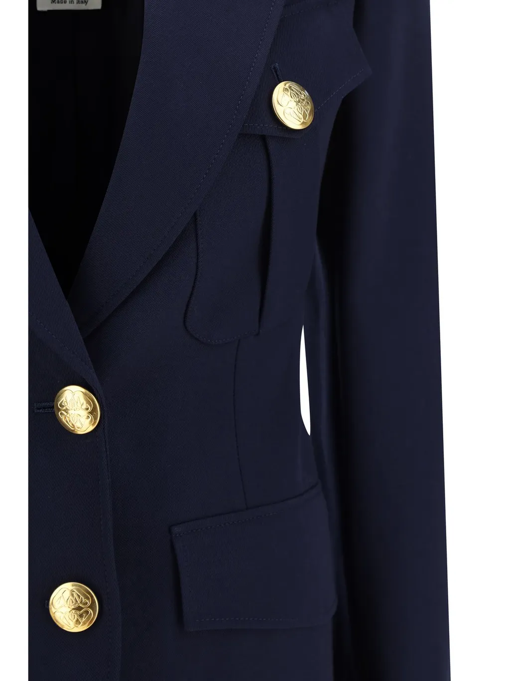 Flap-Pocketed Single-Breasted Blazer