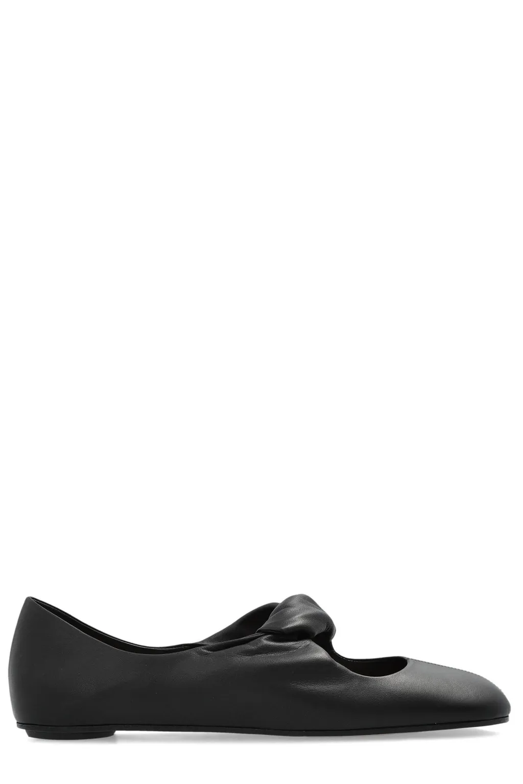 Twist-Detailed Round-Toe Ballet Flats