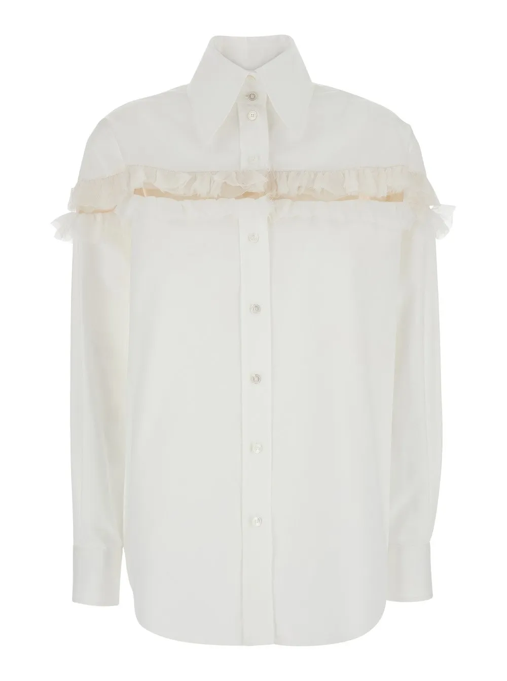 Slashed Creponne Detail Oversized Shirt