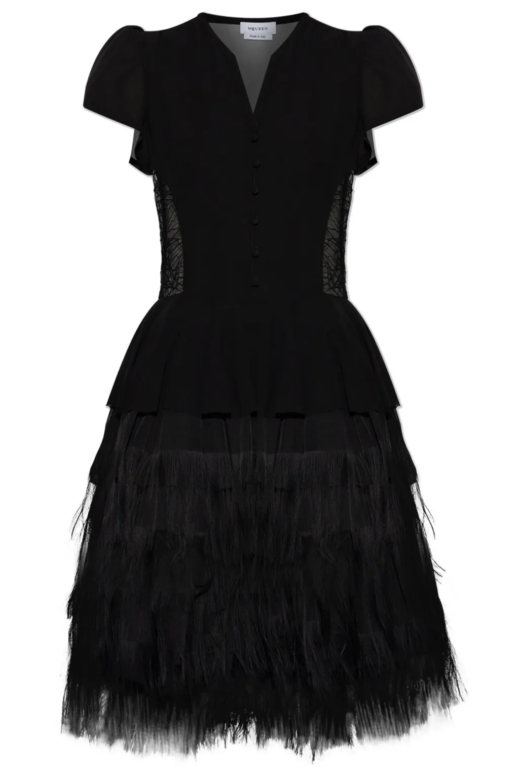 Layered Fringed Mesh Mini Dress