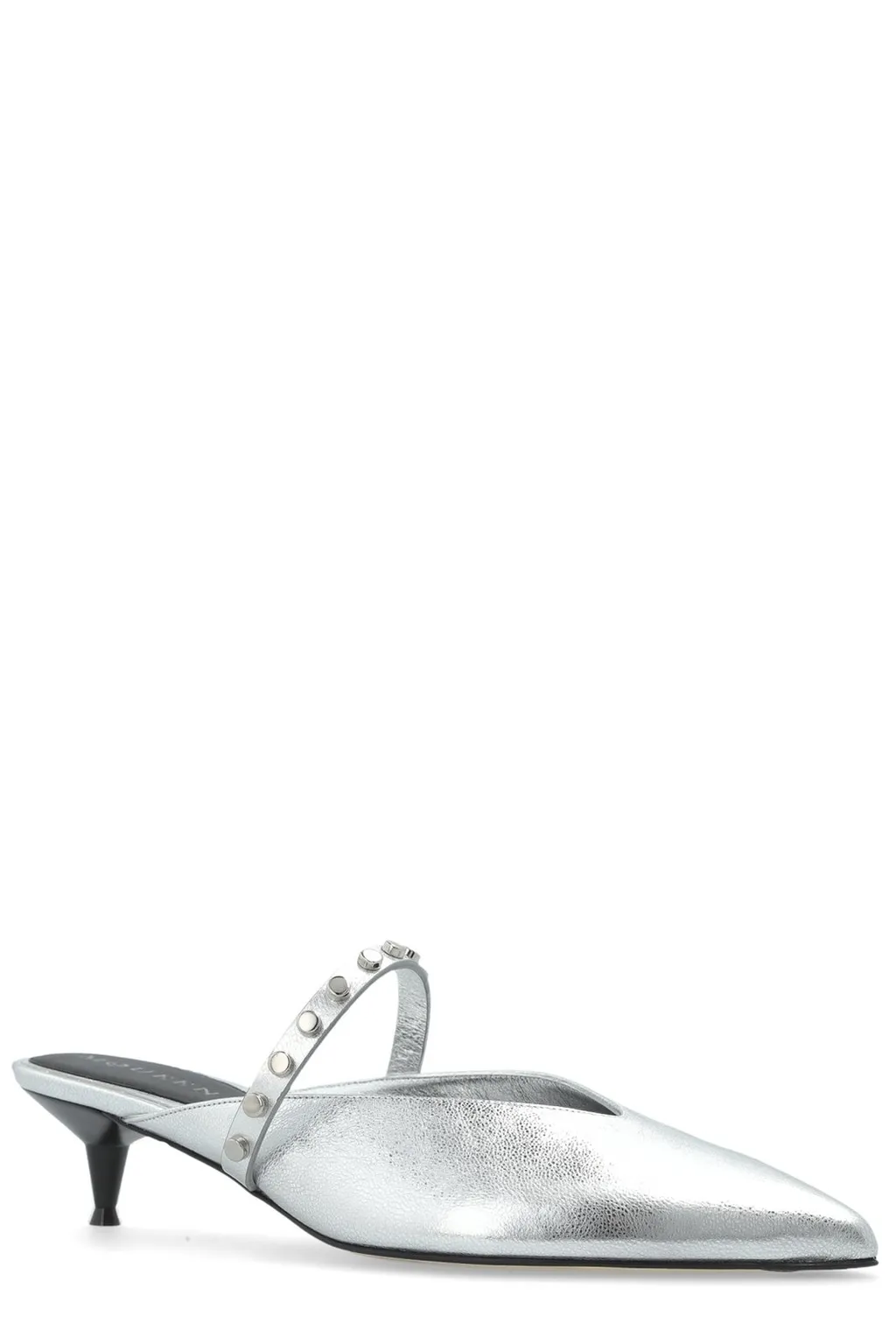 Stud-Embellished Pointed-Toe Mules