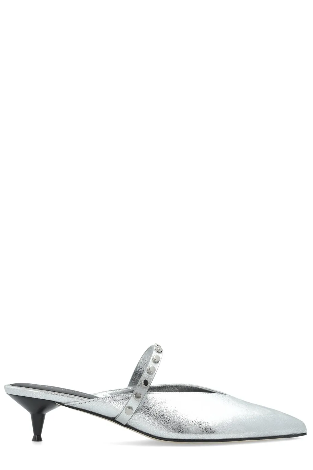Stud-Embellished Pointed-Toe Mules