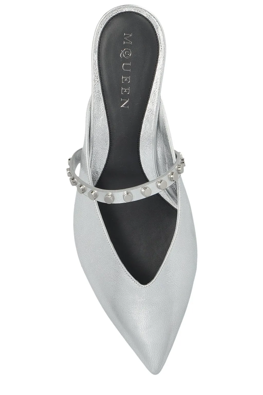 Stud-Embellished Pointed-Toe Mules