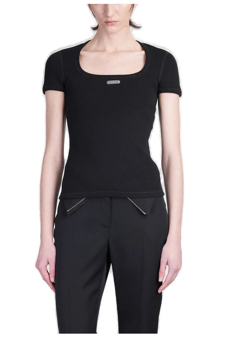 Logo-Plaque Scoop-Neck T-Shirt