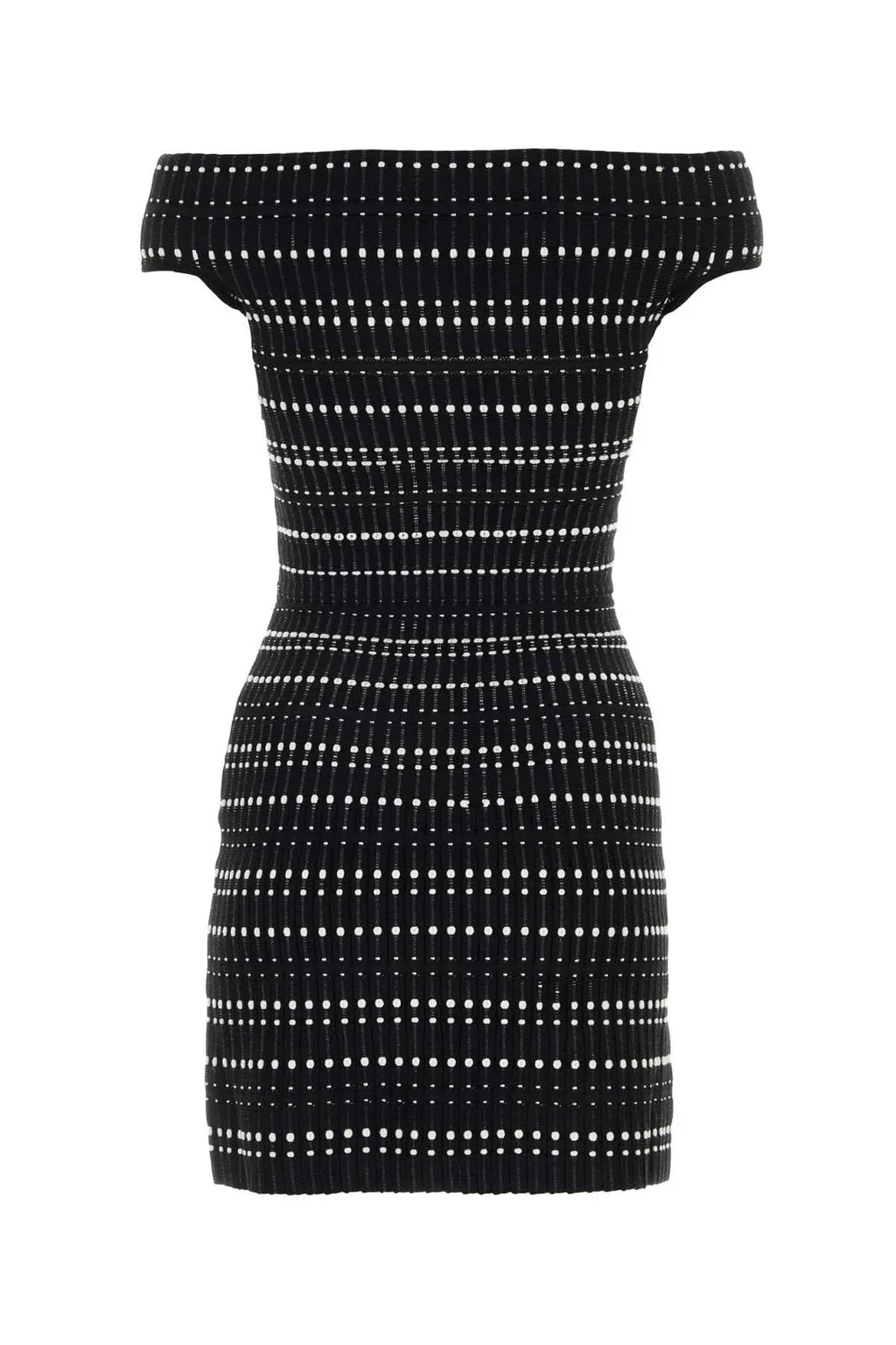 Off-Shoulder Straight Hem Knitted Mini Dress