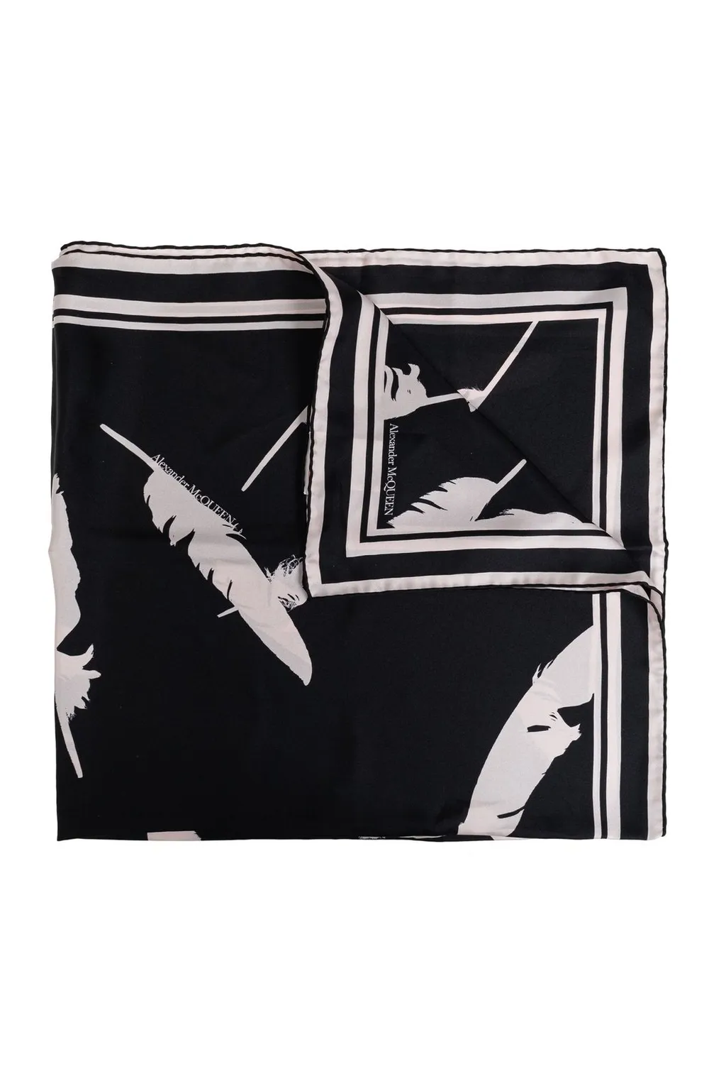 Feather Printed Finished-Edge Scarf