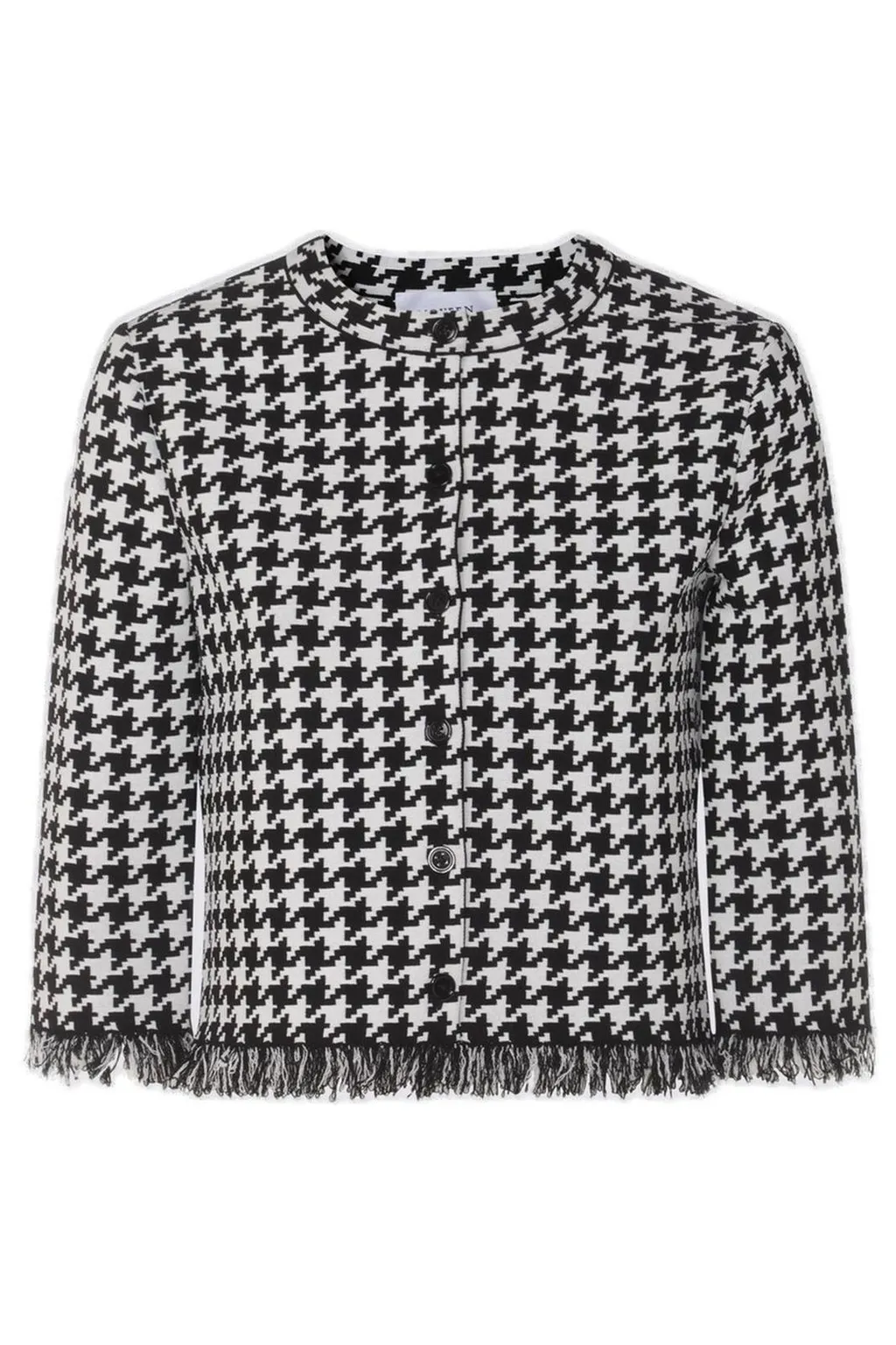 Houndstooth Frayed-Edge Cardigan
