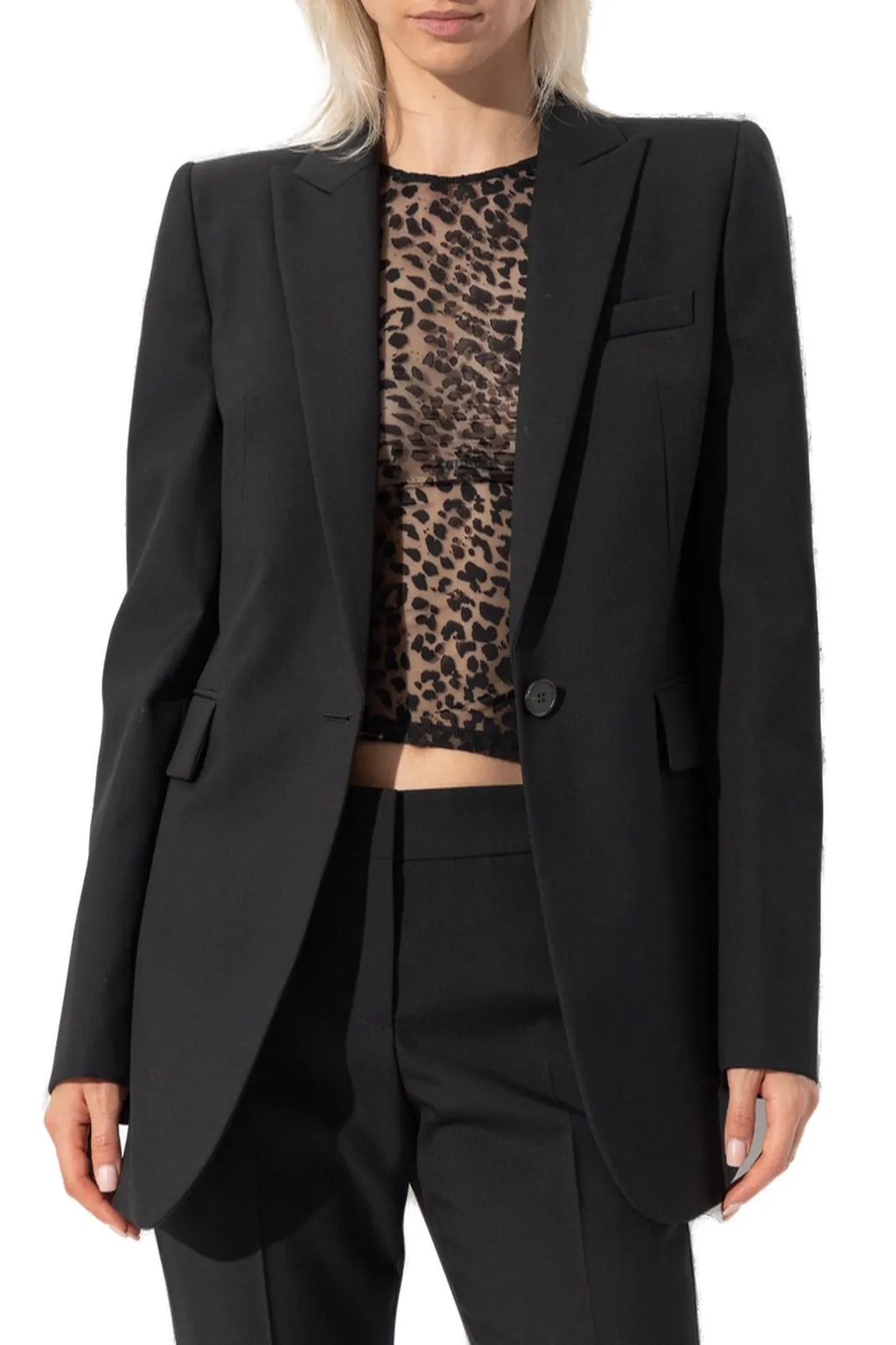 Stacked Shoulder Single-Breasted Jacket