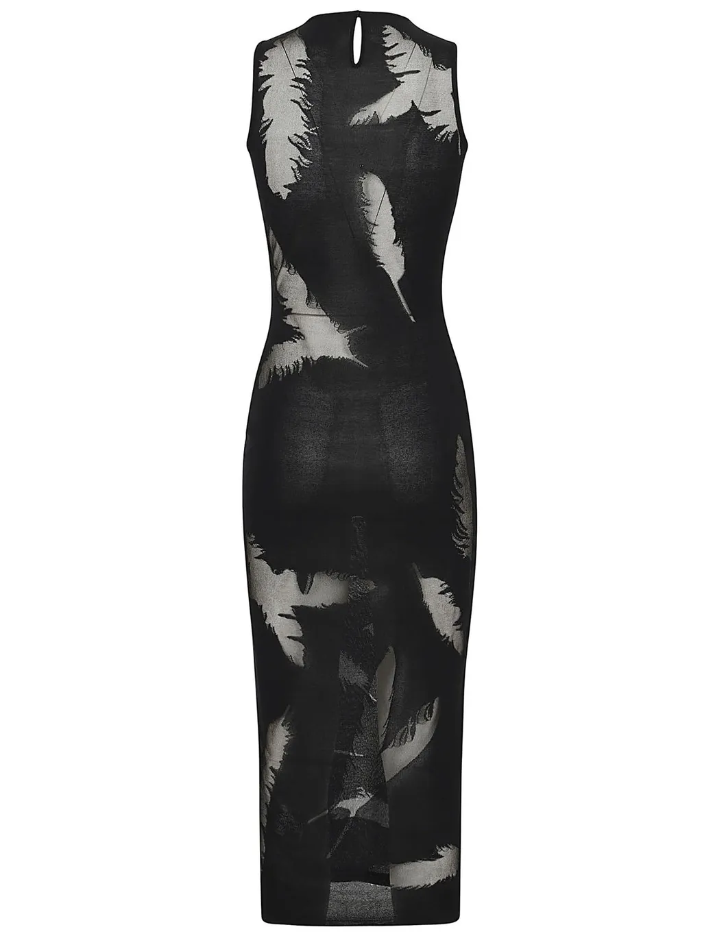Feather-Intarsia Sleeveless Pencil Dress