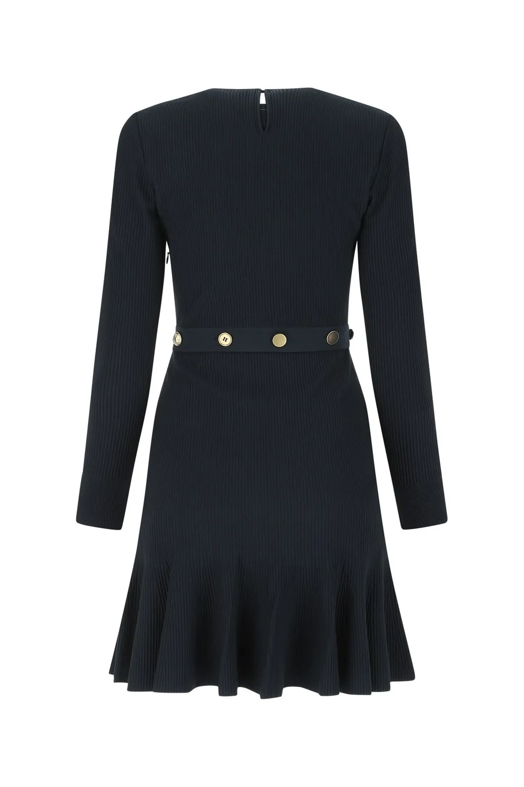 Pleated Ribbed Knit Dress