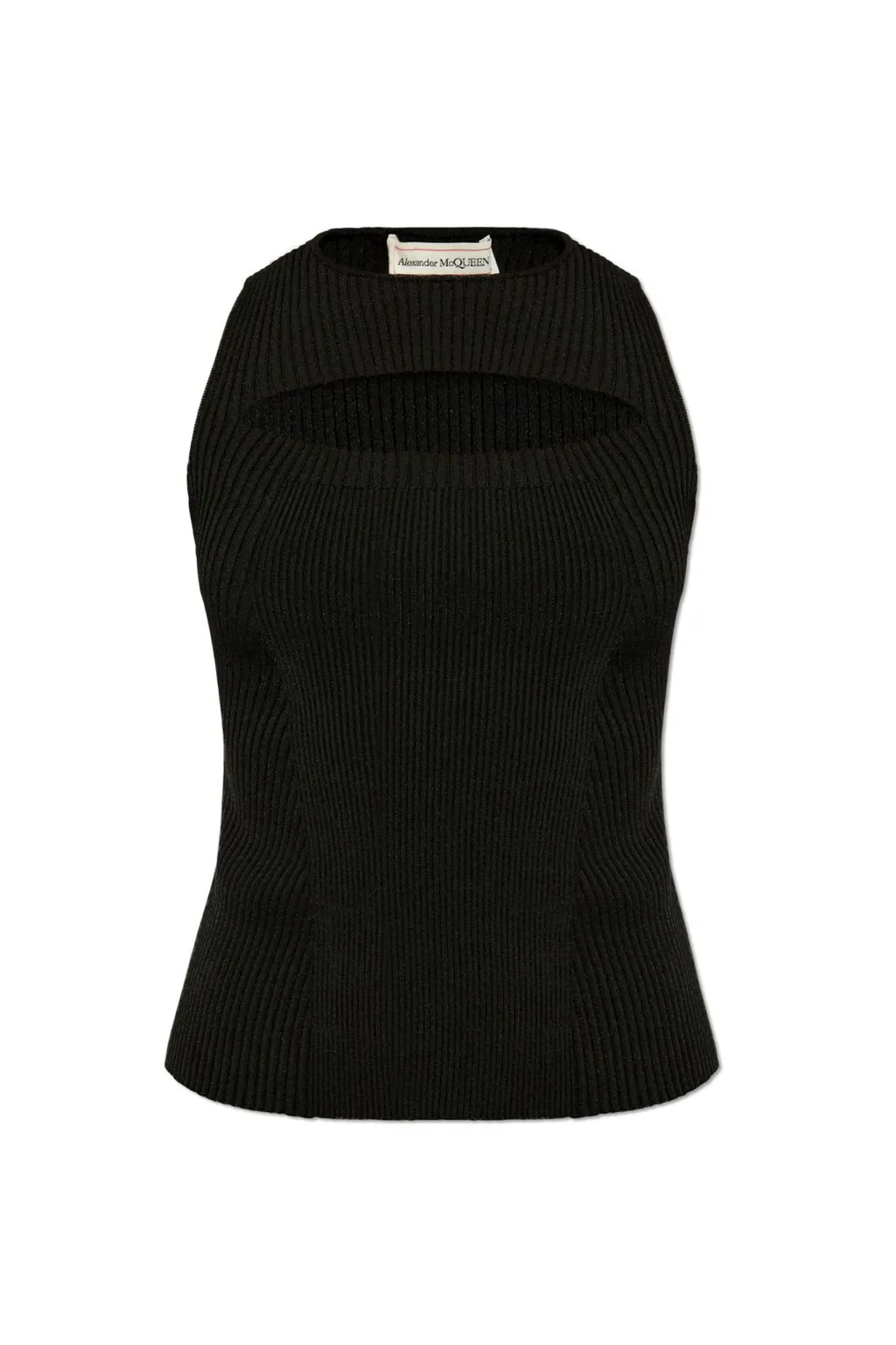 Ribbed-Knit Cut-Out Top