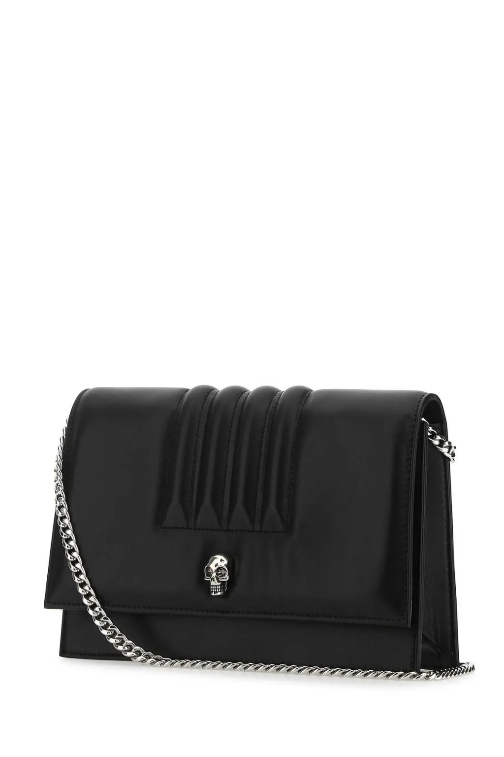 Skull-Stud Foldover Crossbody Bag