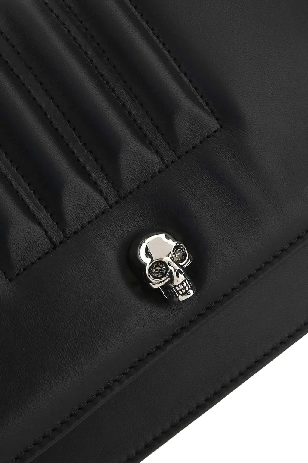 Skull-Stud Foldover Crossbody Bag