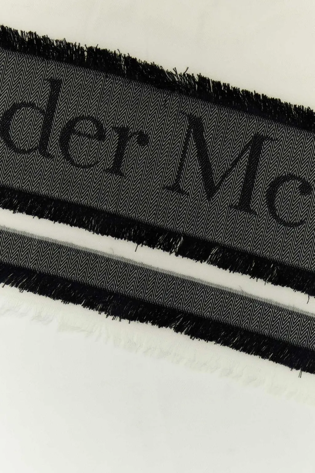 Logo Printed Frayed-Edge Scarf