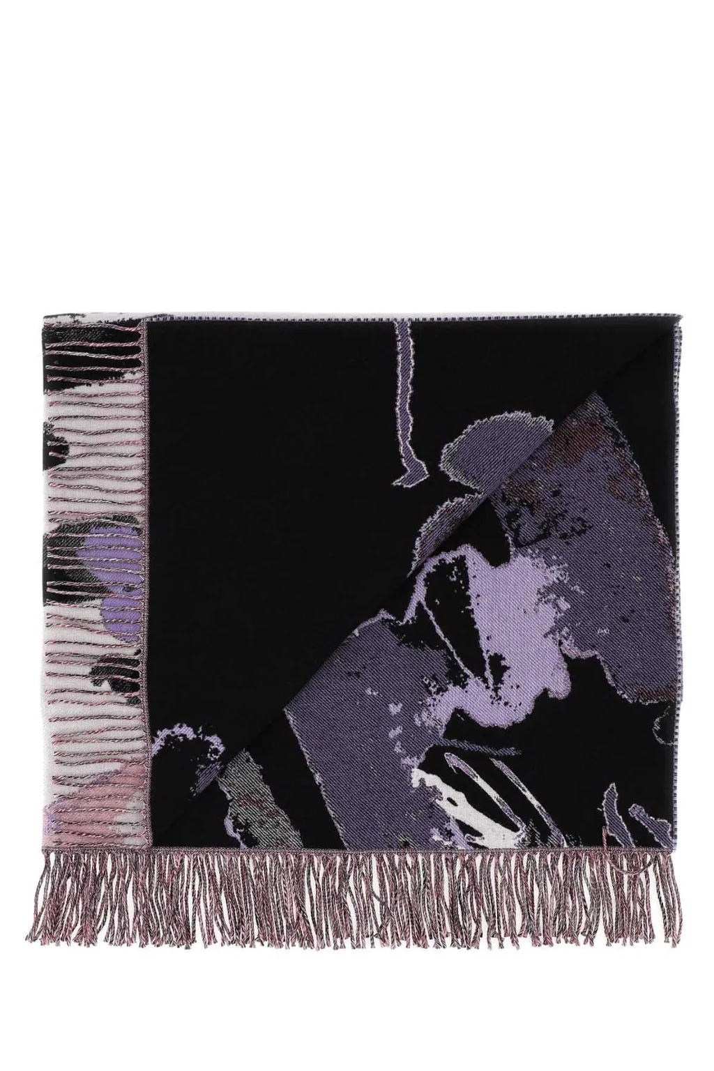 Embroidered Fringed Scarf