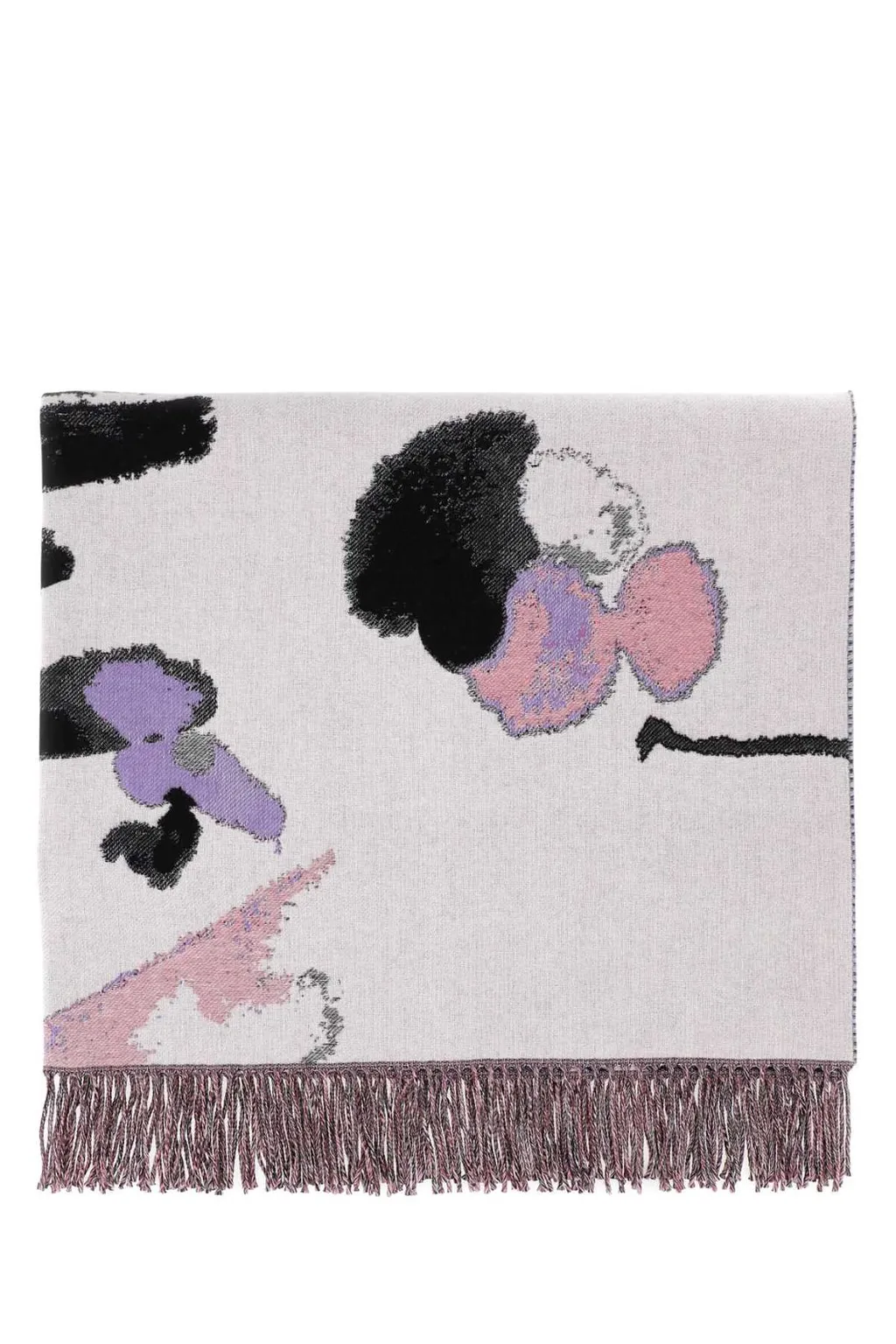 Embroidered Fringed Scarf