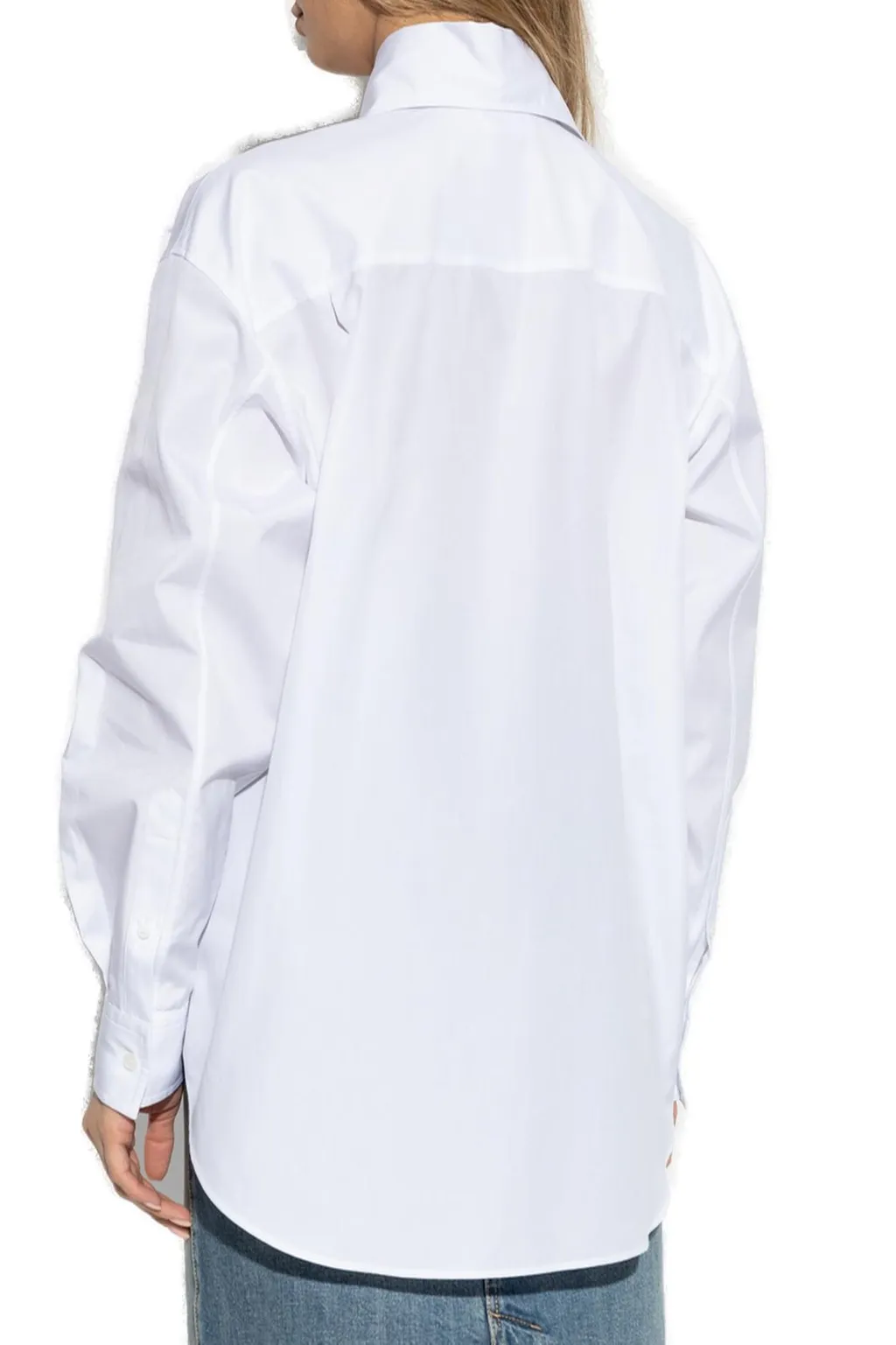 Long Sleeved Buttoned Poplin Shirt