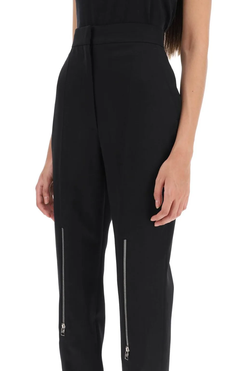 Zip-Embellished Slim-Cut Trousers
