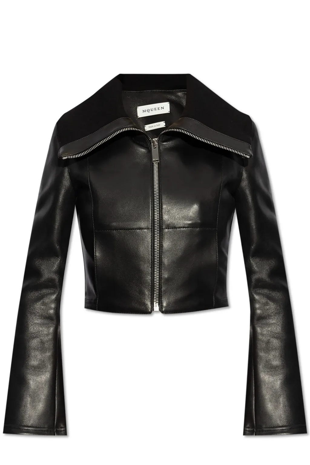 Folded Collar Leather Jacket