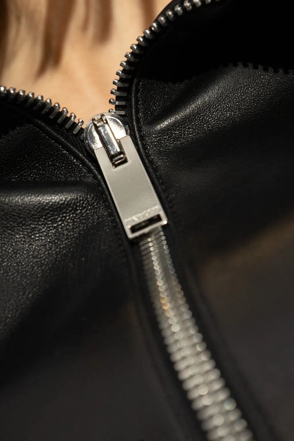 Folded Collar Leather Jacket