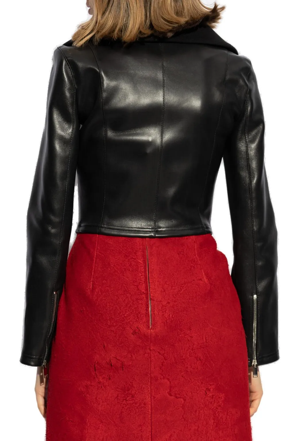 Folded Collar Leather Jacket