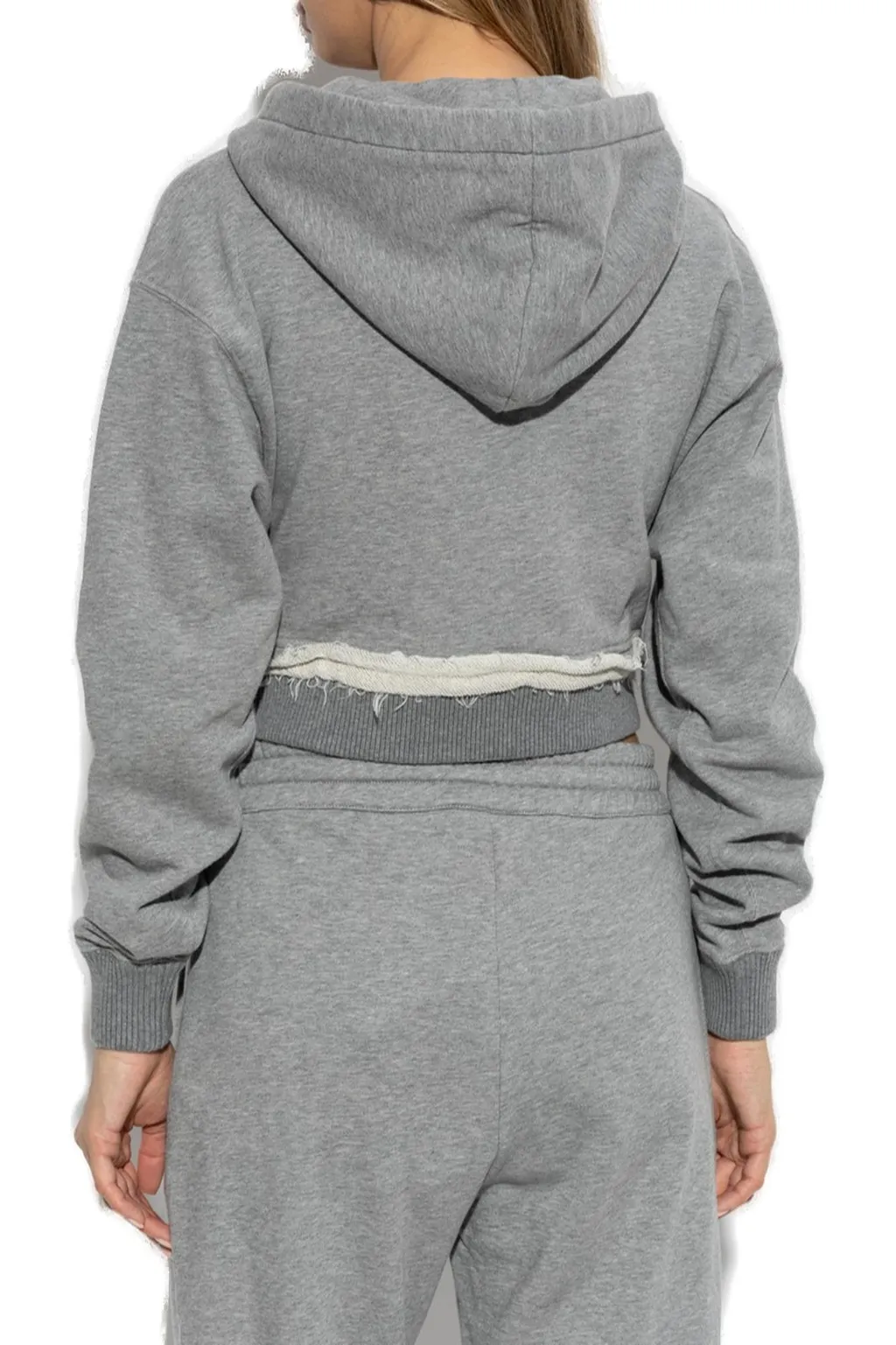 Drawstring Distressed Cropped Hoodie