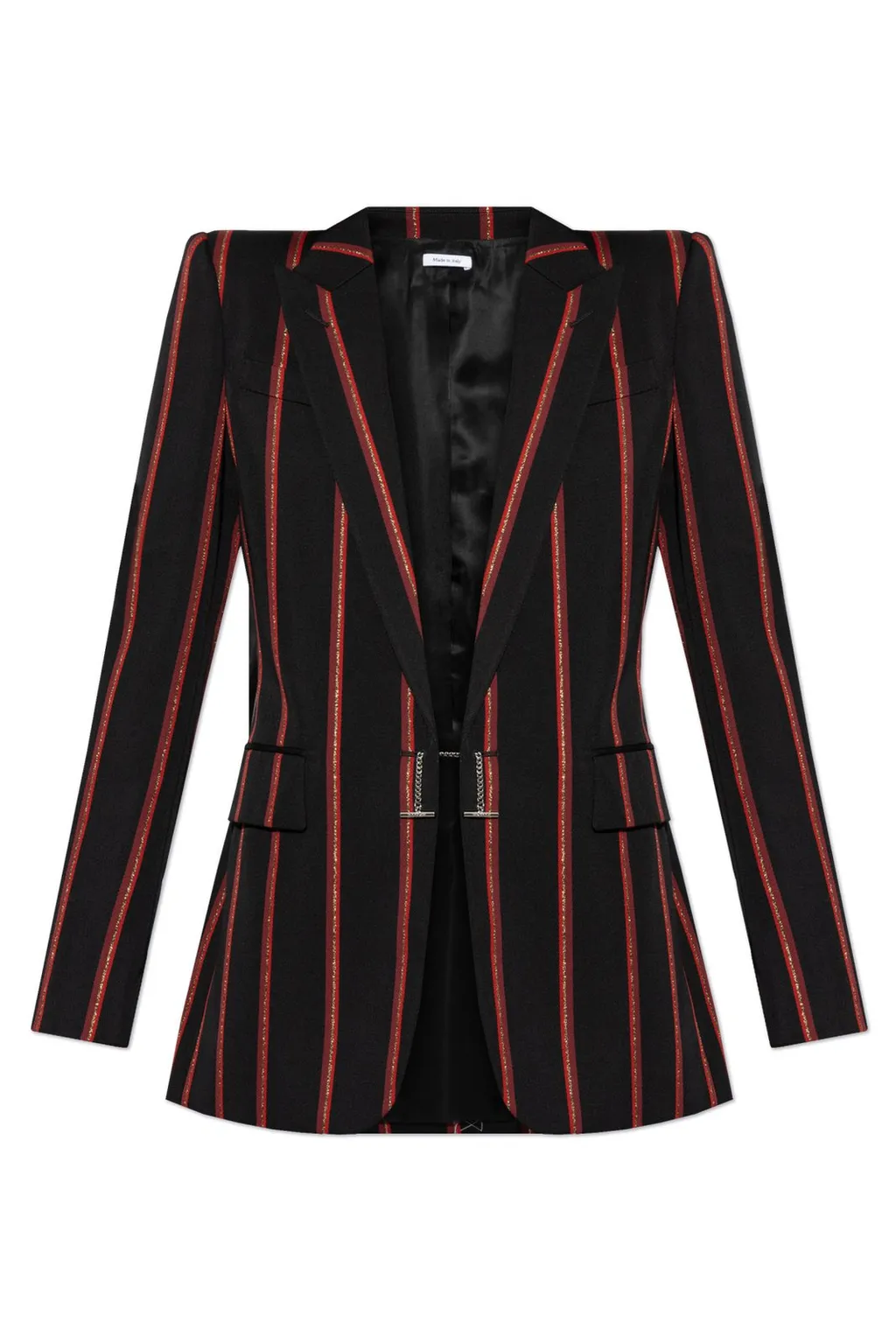 T-Bar Chain Fastened Striped Blazer