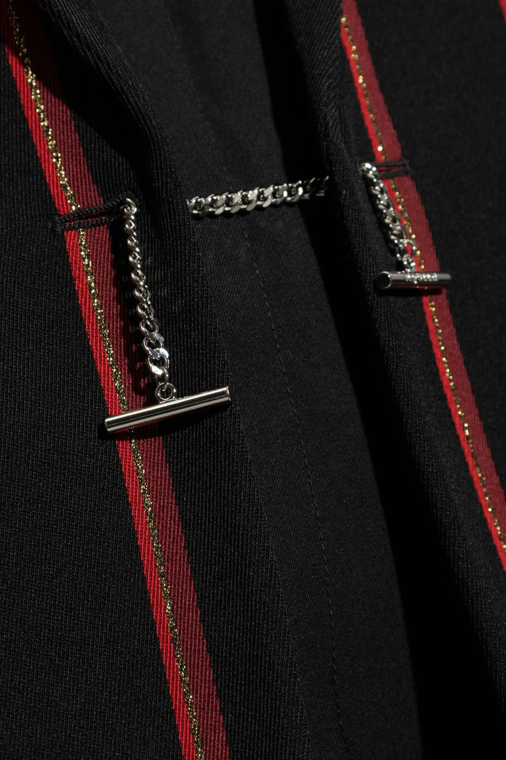 T-Bar Chain Fastened Striped Blazer