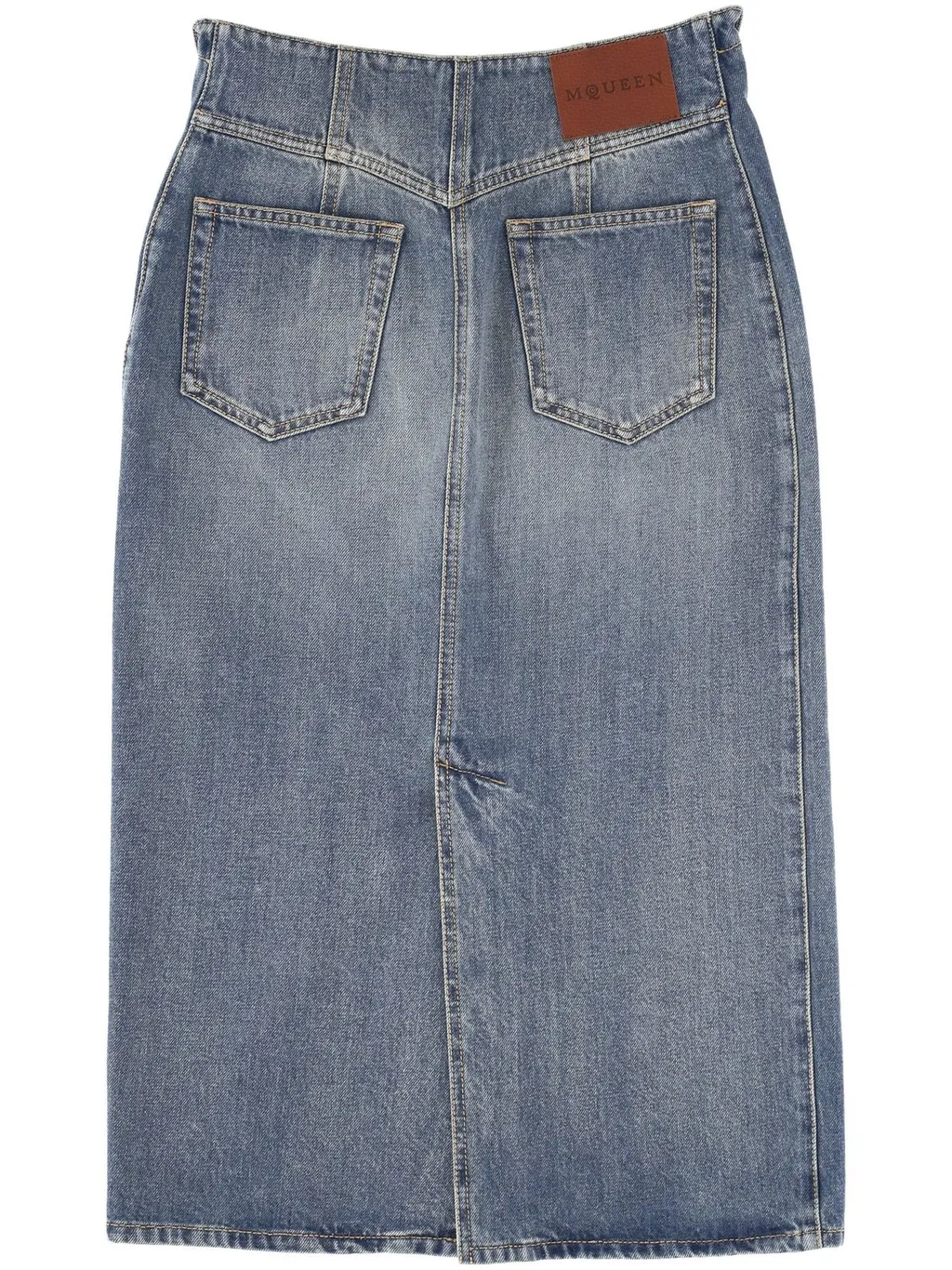 Fold Over Waist Denim Skirt