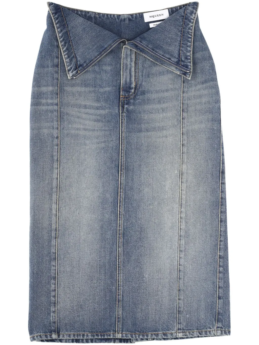 Fold Over Waist Denim Skirt