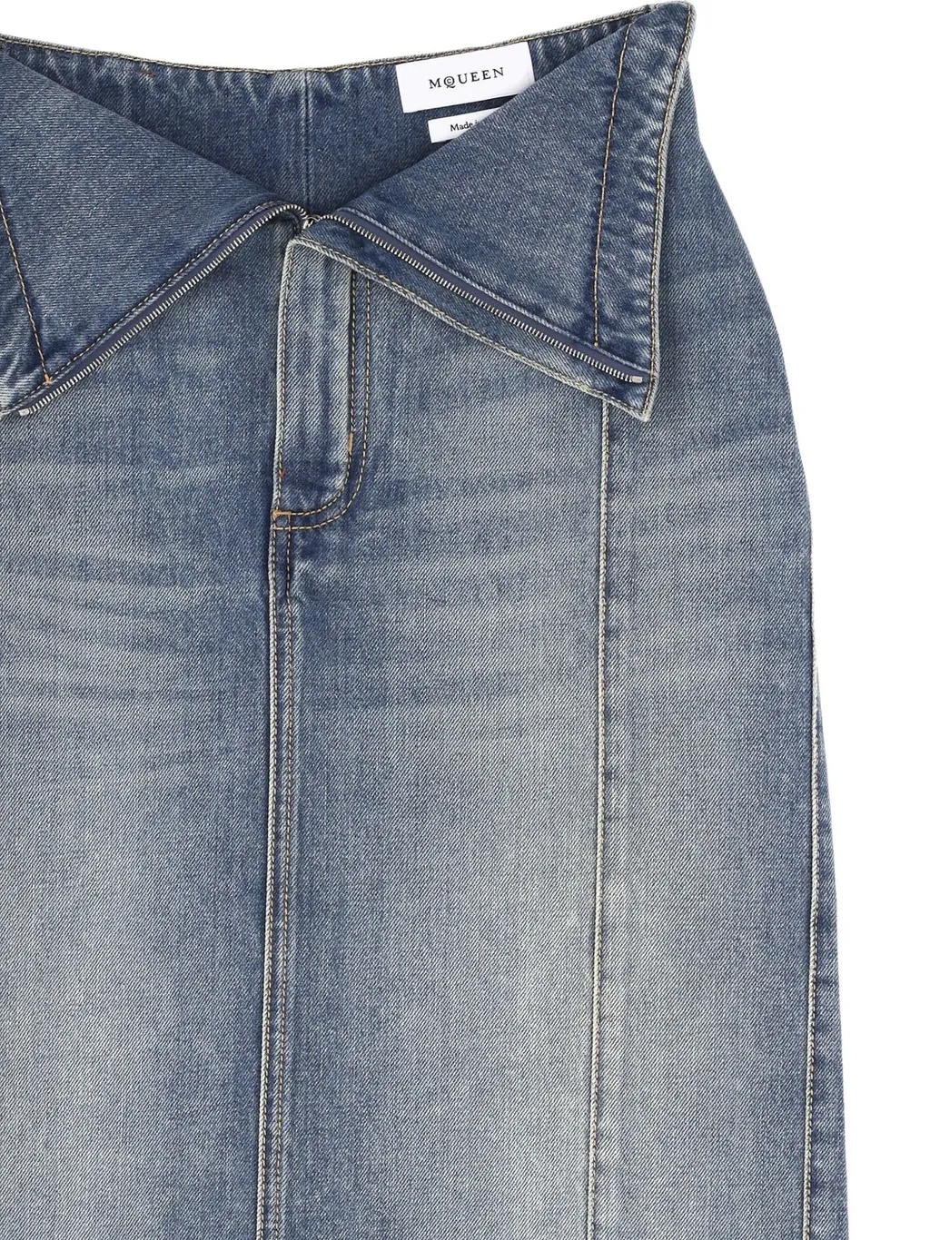 Fold Over Waist Denim Skirt