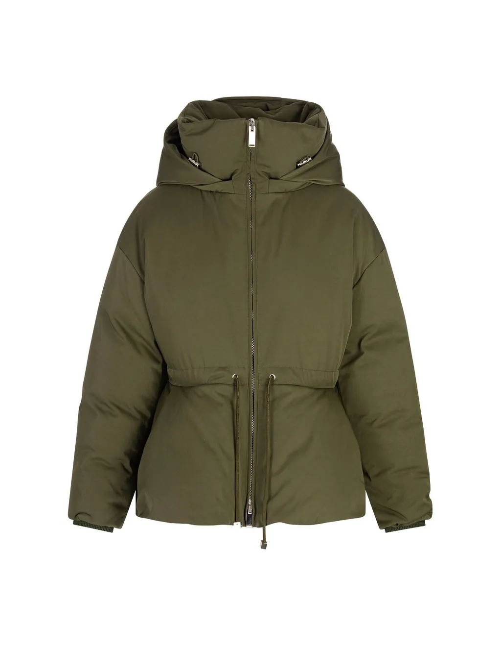Peplum Drawstring Waist Puffer Jacket