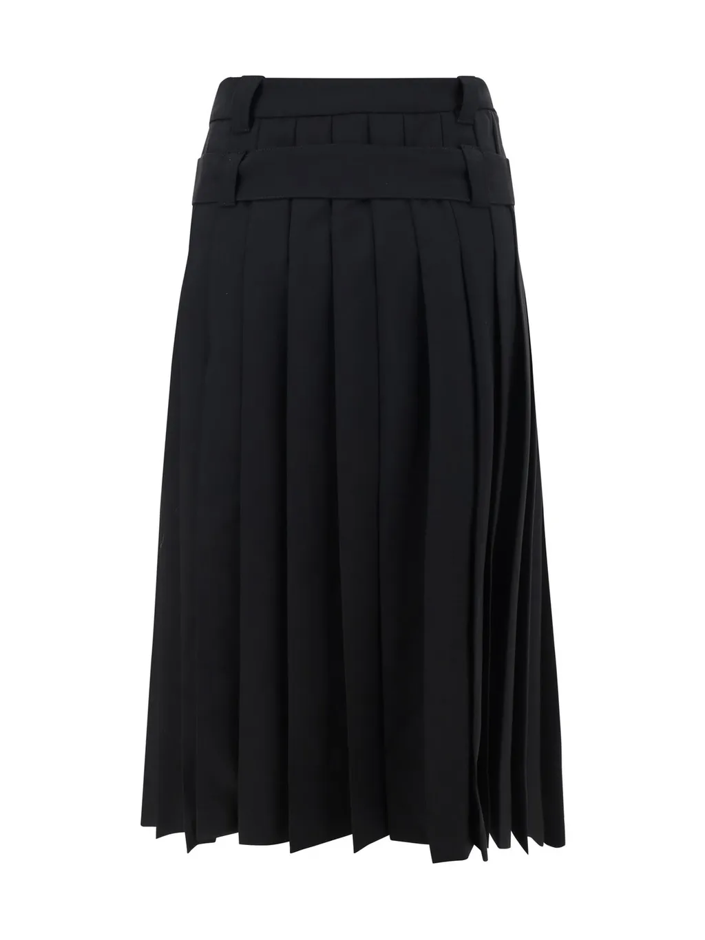 Belted Waist Pleated Midi Skirt