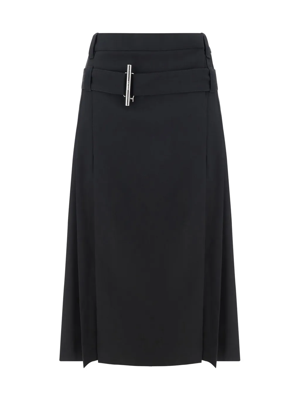 Belted Waist Pleated Midi Skirt