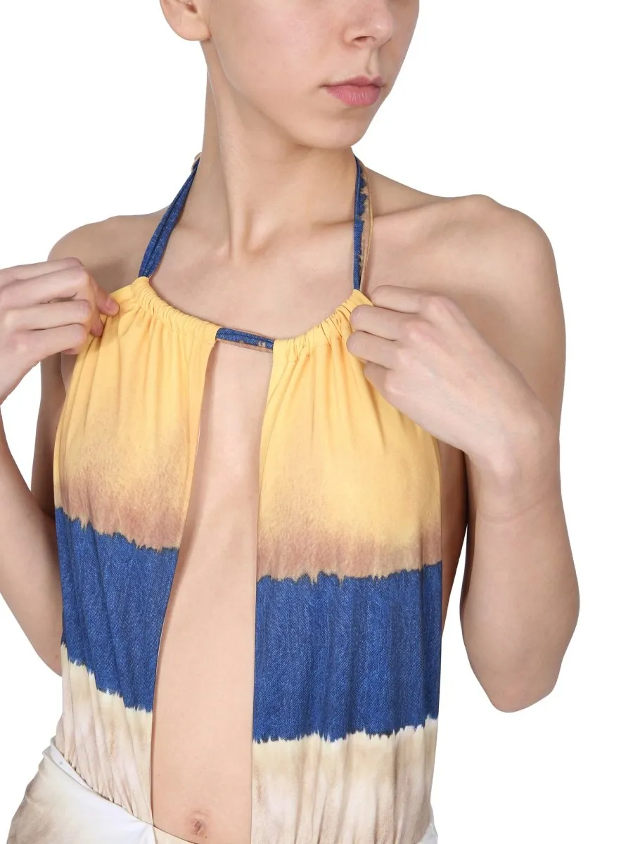 Tie Dye Print Halterneck Swimsuit