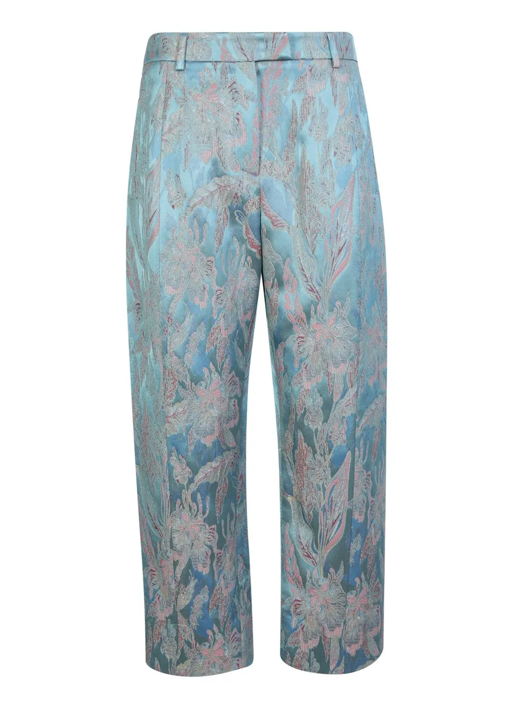 Floral Jacquard Cropped Pants