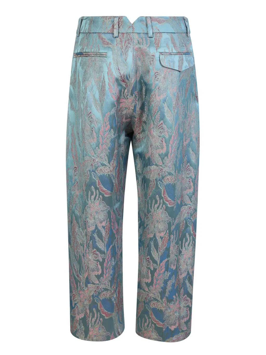 Floral Jacquard Cropped Pants