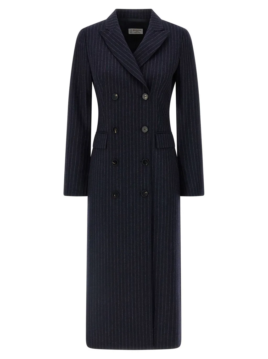 Double-Breasted Pinstripe Coat