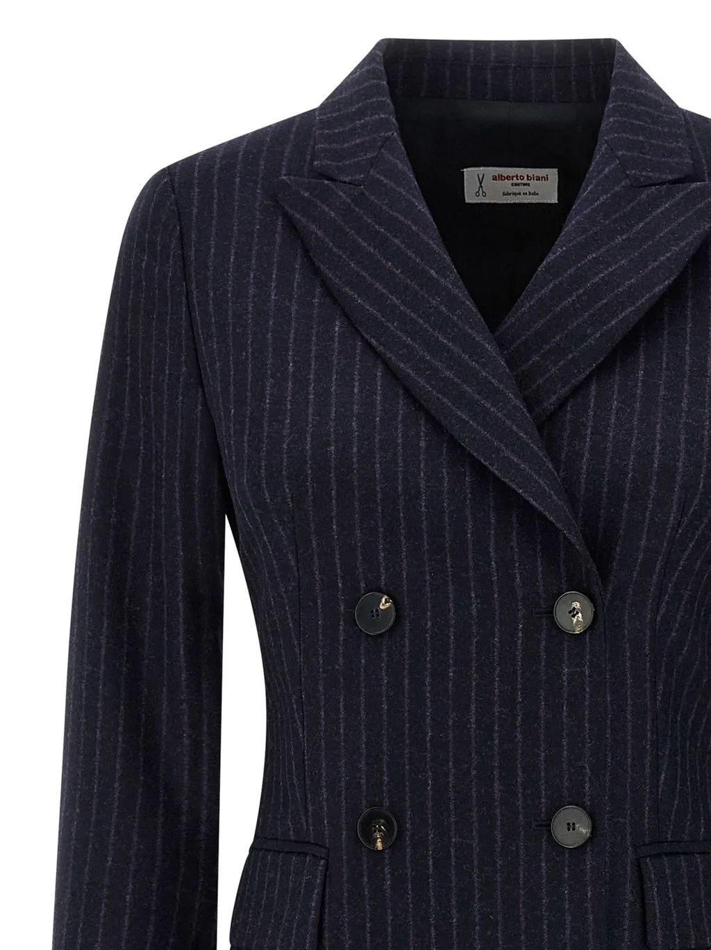 Double-Breasted Pinstripe Coat