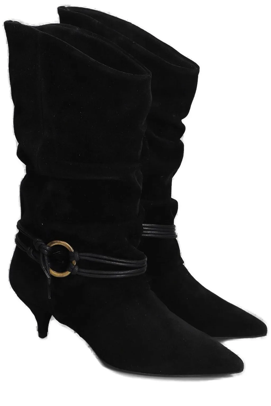 Pointed Toe Ruched Ankle Boots