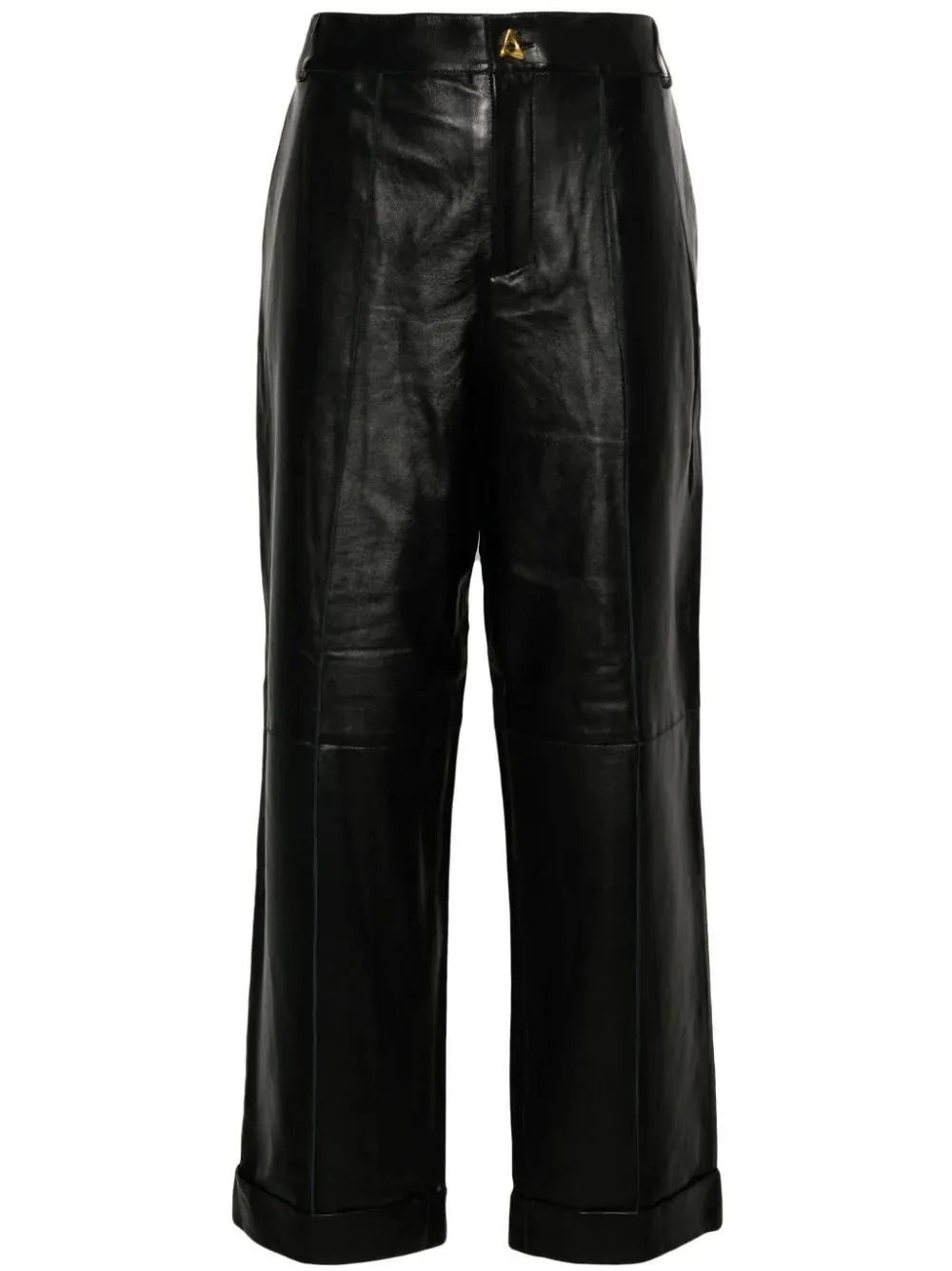 Zima Leather Straight-Leg Turn-Up Trousers