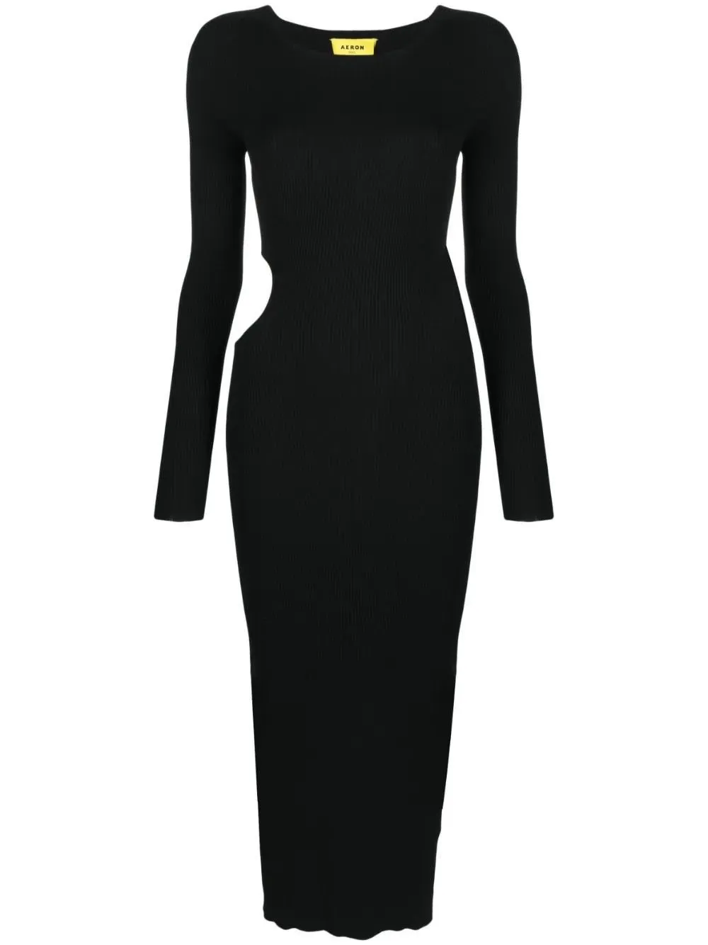 Long Sleeved Ribbed Cut Out Maxi Dress