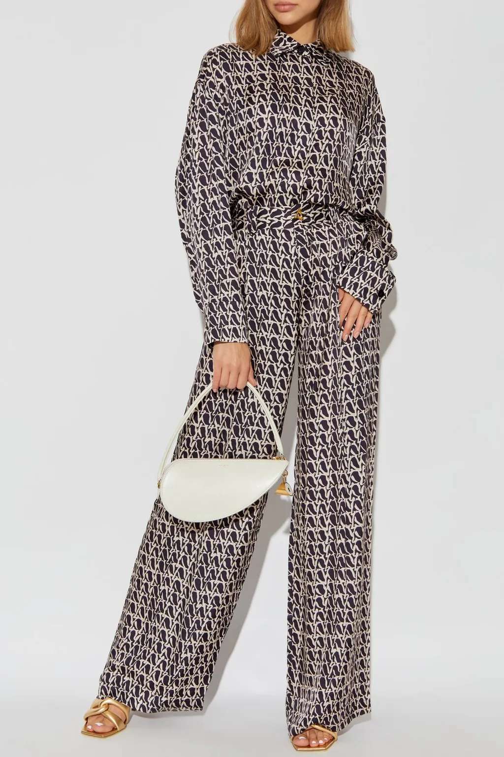 Geometric Pattern Wide-Leg Pants