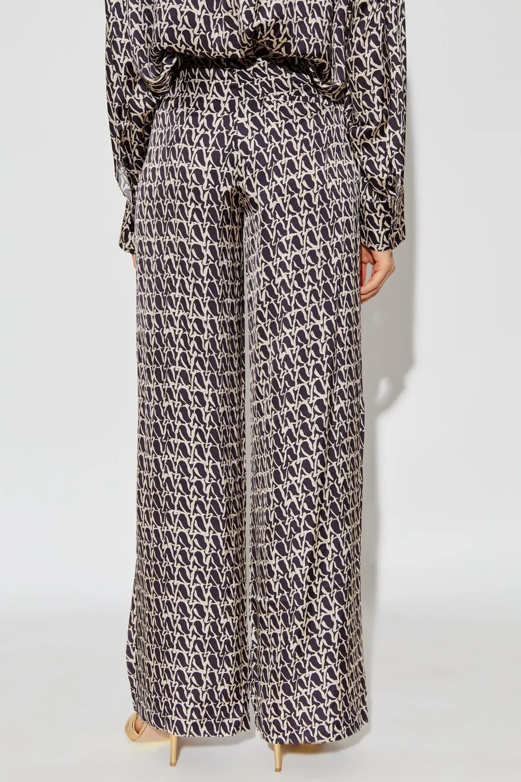 Geometric Pattern Wide-Leg Pants
